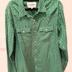 Corridor Men's Green Patterned Casual Shirt